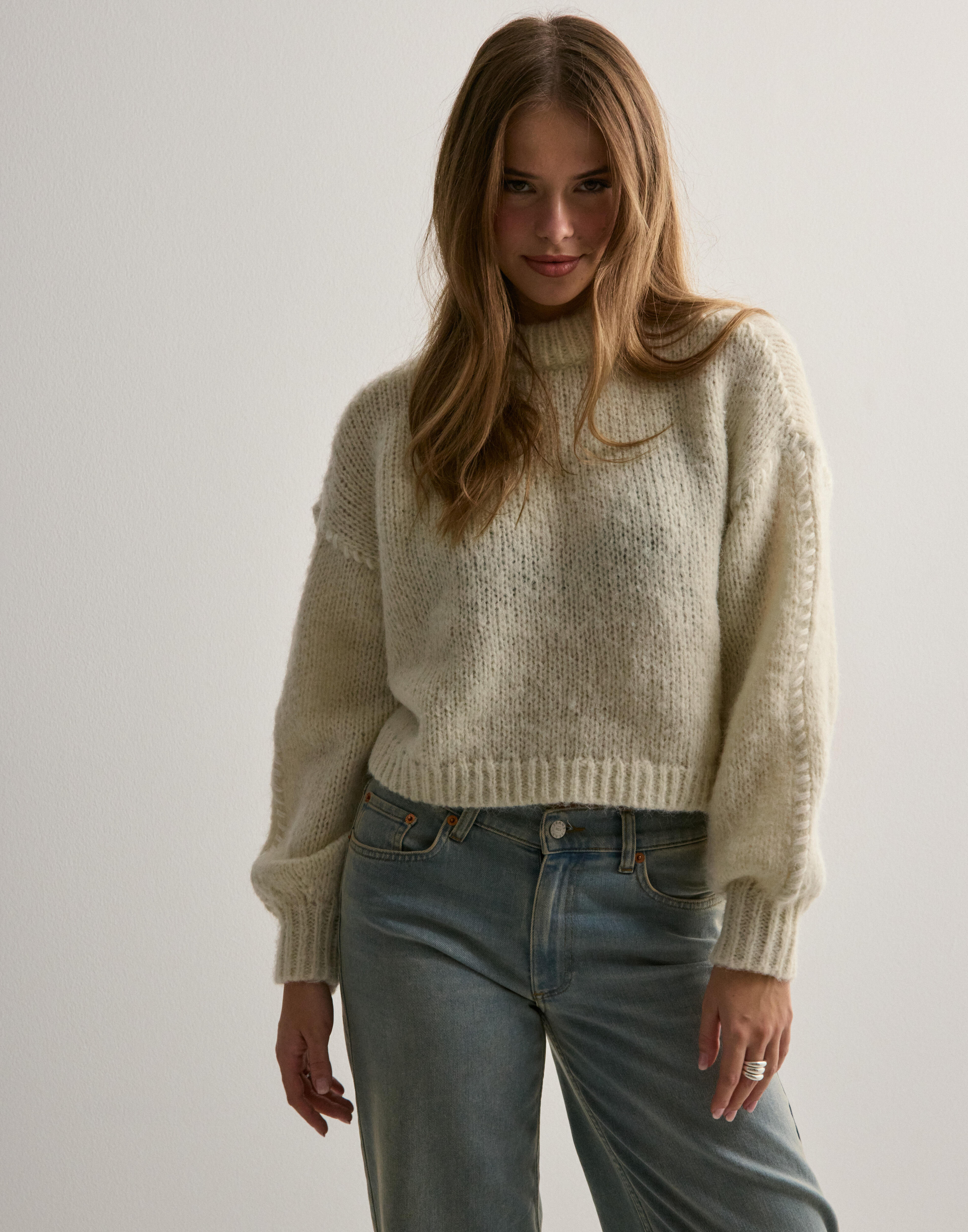Vero Moda VMNICOLA LS O-NECK BOO - Strickpullover - reseda/hellgrün