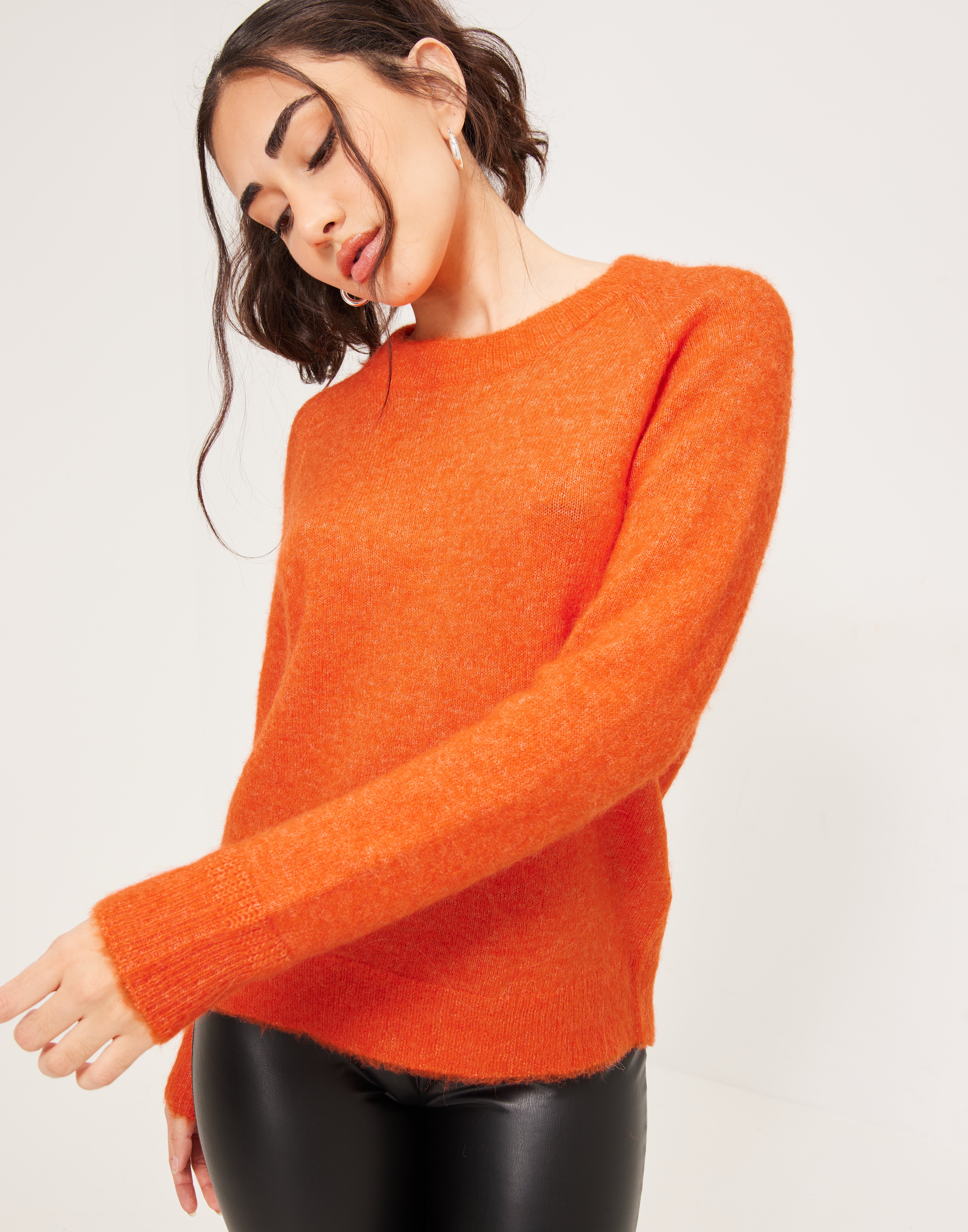 Köp Selected Femme SLFLULU LS KNIT O-NECK B NOOS - Orangeade Melange ...