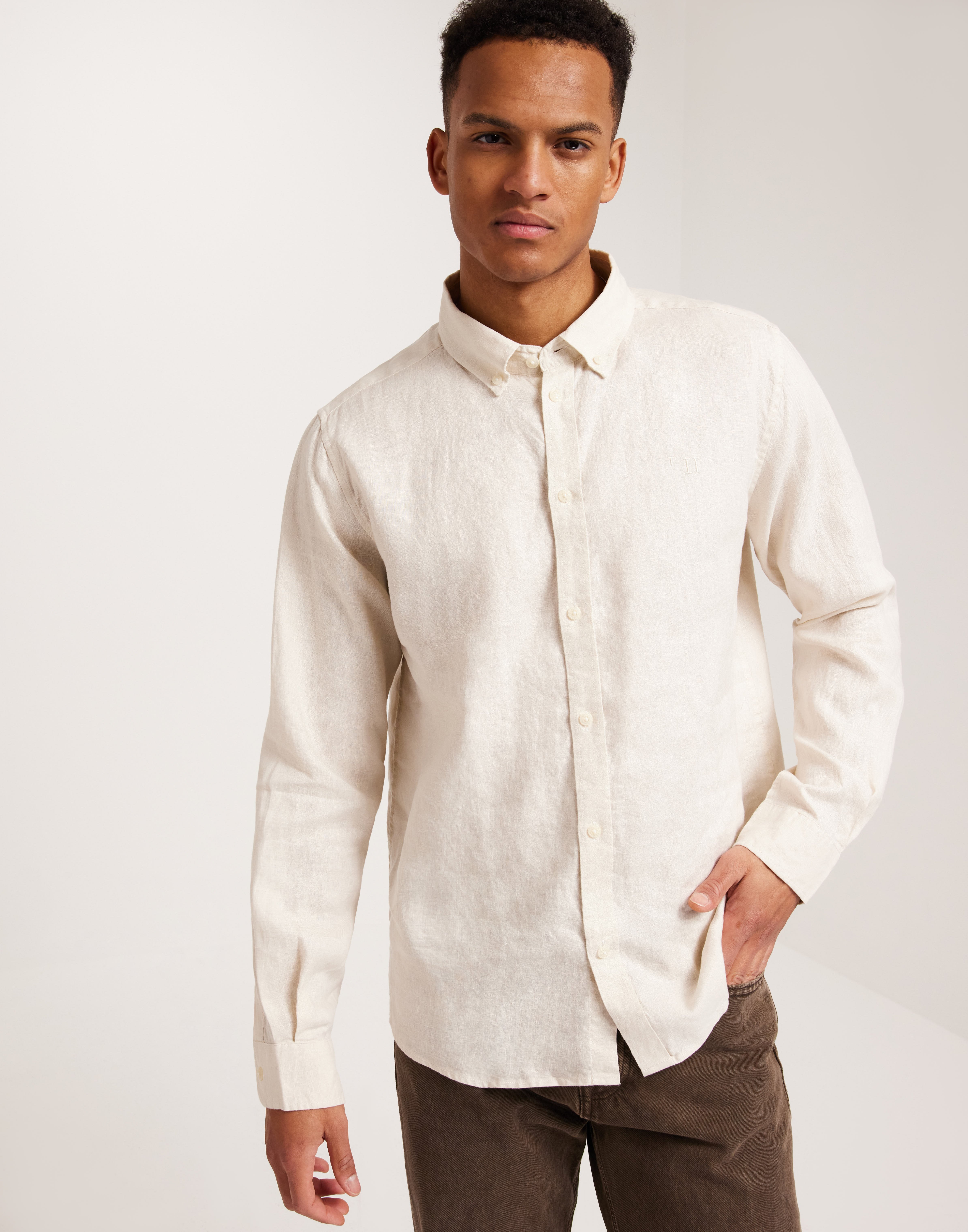 Les Deux Kristian Linen B.D. Shirt Hørskjorter Beige