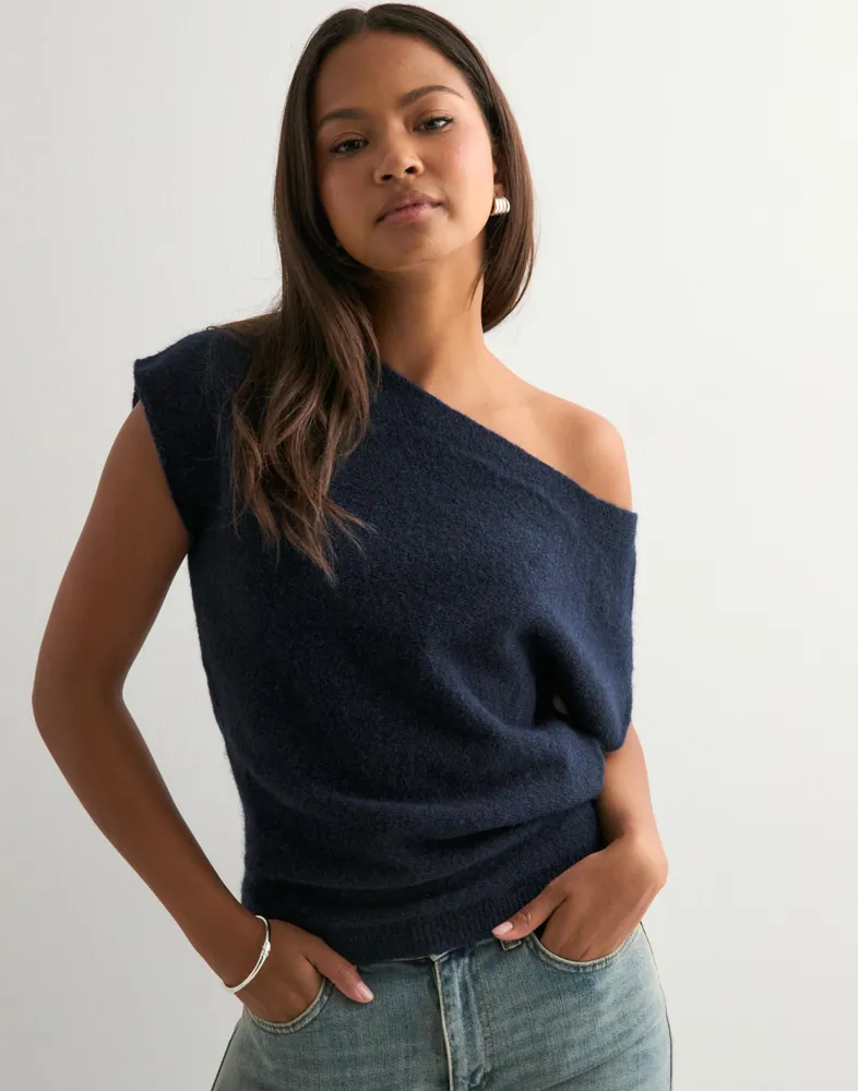 Wide Neck Knit Top