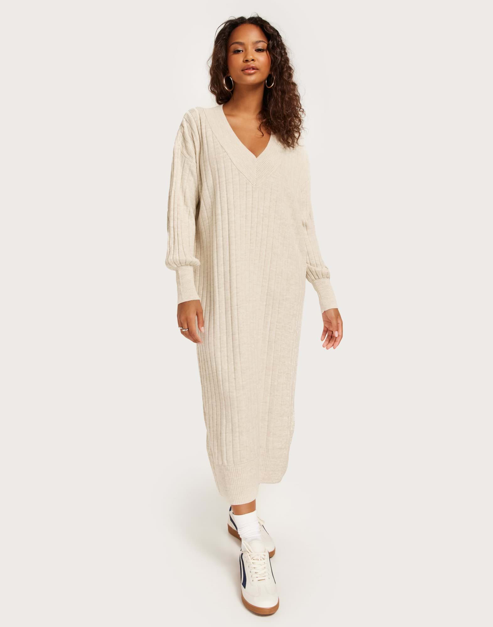 New Tessa L S O Neck Dress Argan Oil Det Melan