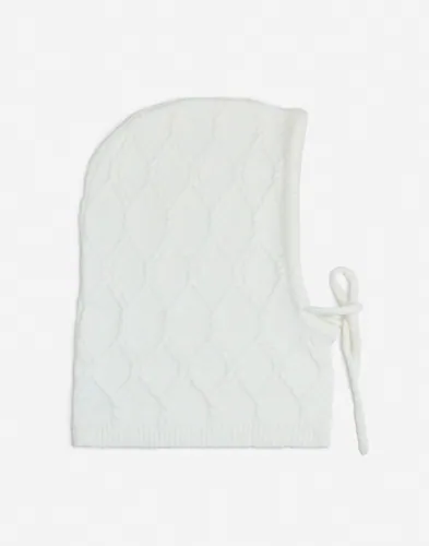 Nelly - Vit - Cable Knit Balaclava