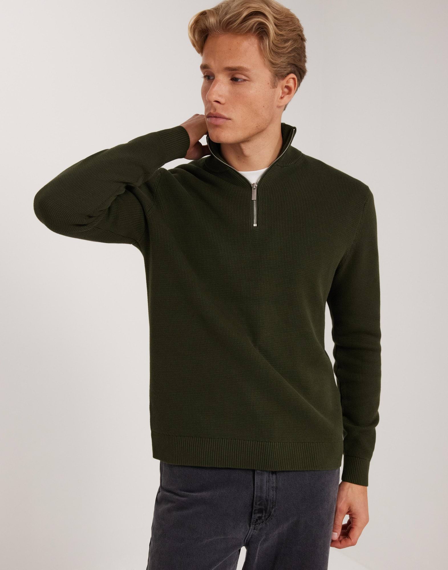 SLHDANE LS KNIT STRUCTURE HALF ZIP