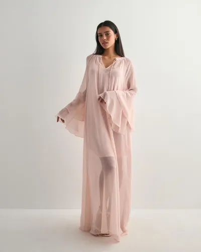 Vero Moda - Pink - Vmcamille Ls Frill Maxi Dress Wvn E