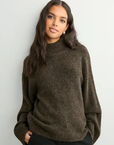 Nelly - Brun - Wide Sleeve Polo Knit Sweater