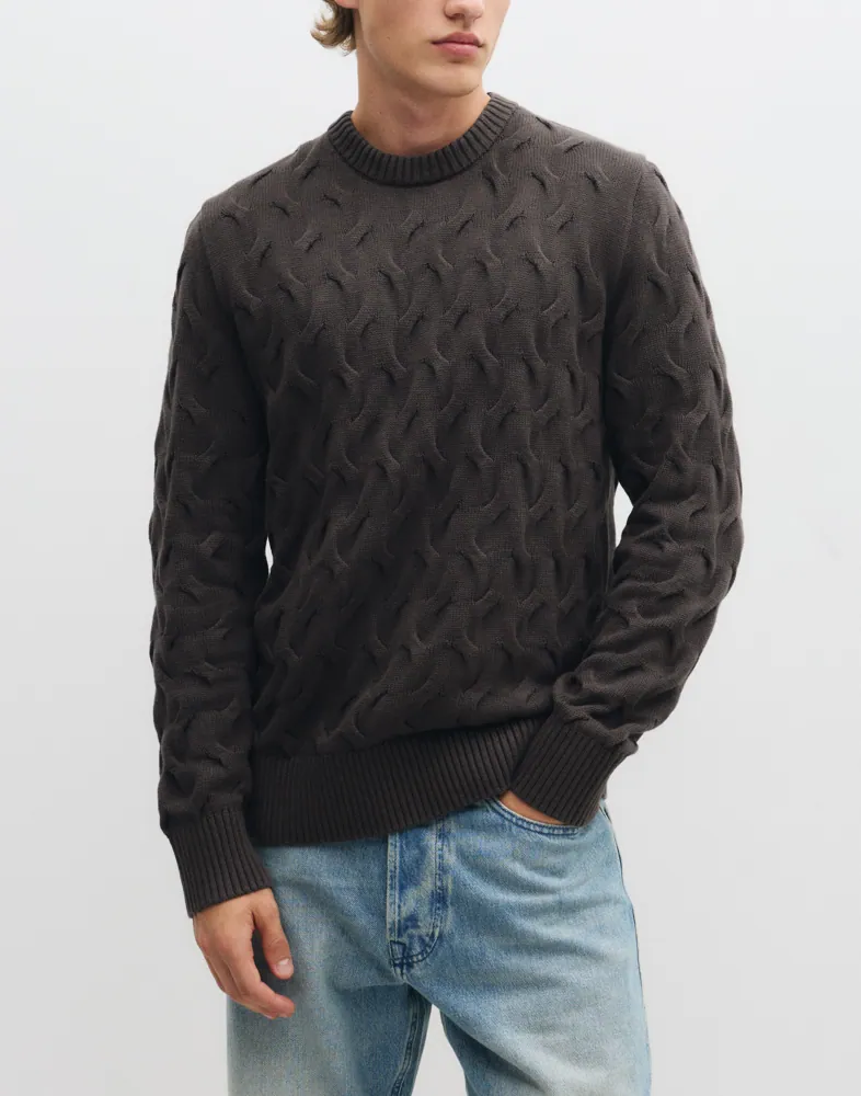 Slmcarlos Ls Cable Crew Neck Noos Stickade tröjor