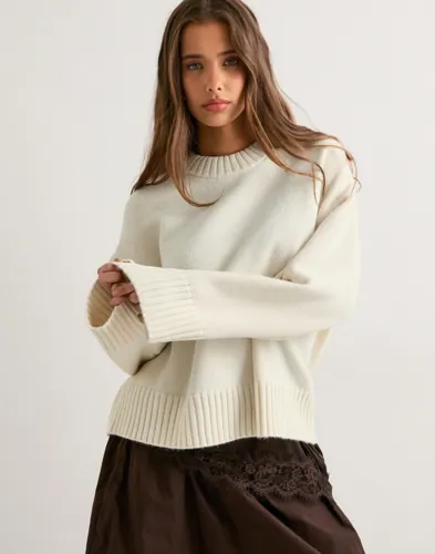Gina Tricot - Valkoinen - Crew neck knitted sweater