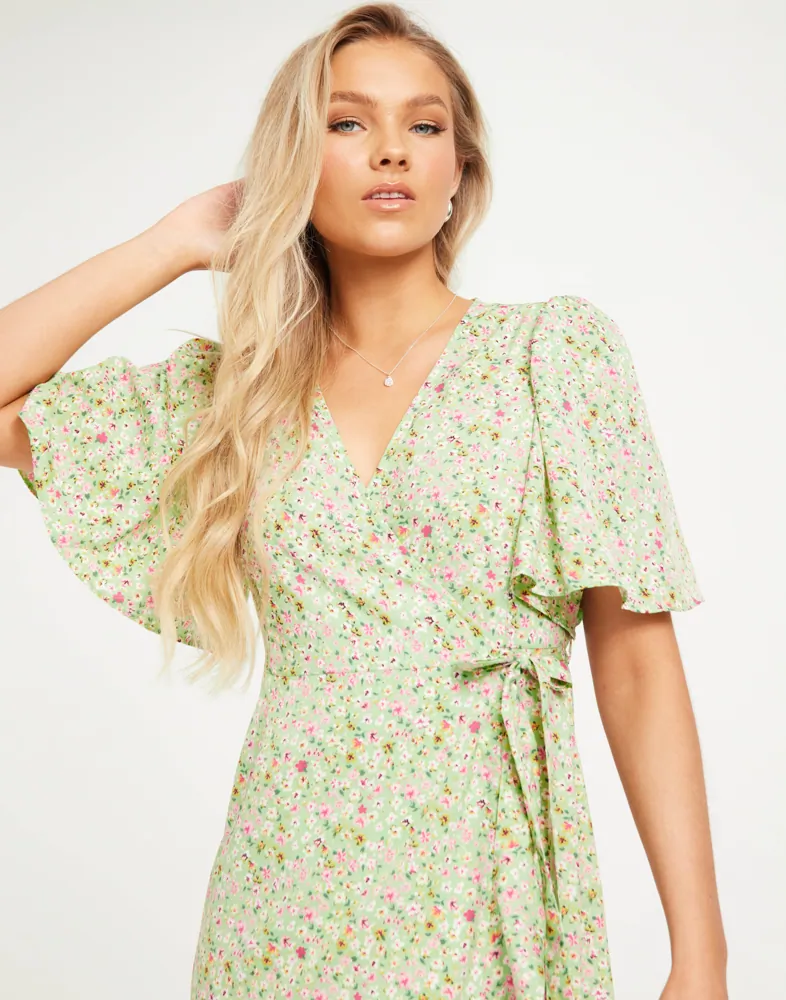 Buy Vero Moda VMEMMA HENNA SS LONG WRAP DRESS WVN - Sprucestone Mille Flower  | Nelly.com