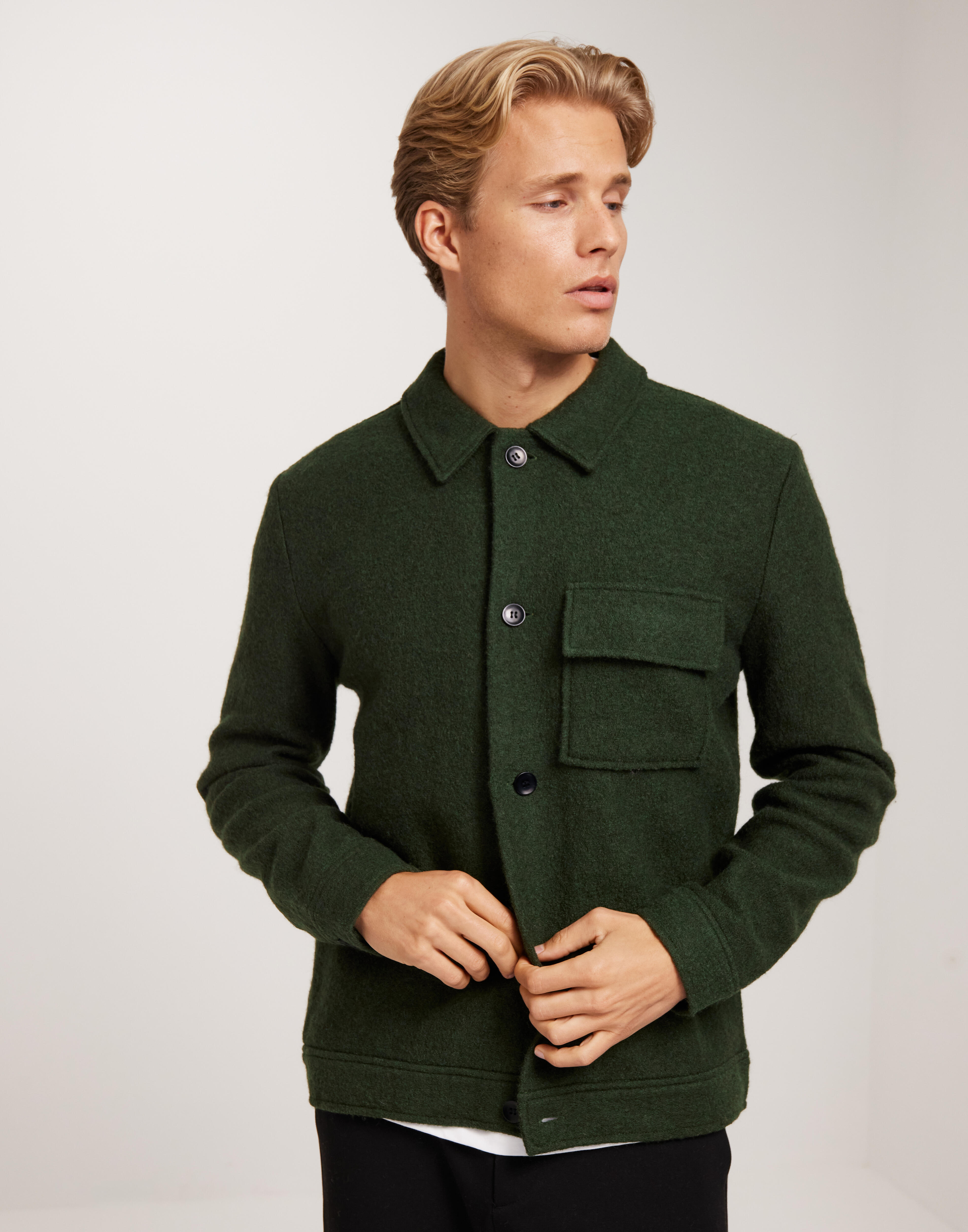 Buy Selected Men SLHNEALY LS KNIT SHIRT JACKET NOOS - Forest Night