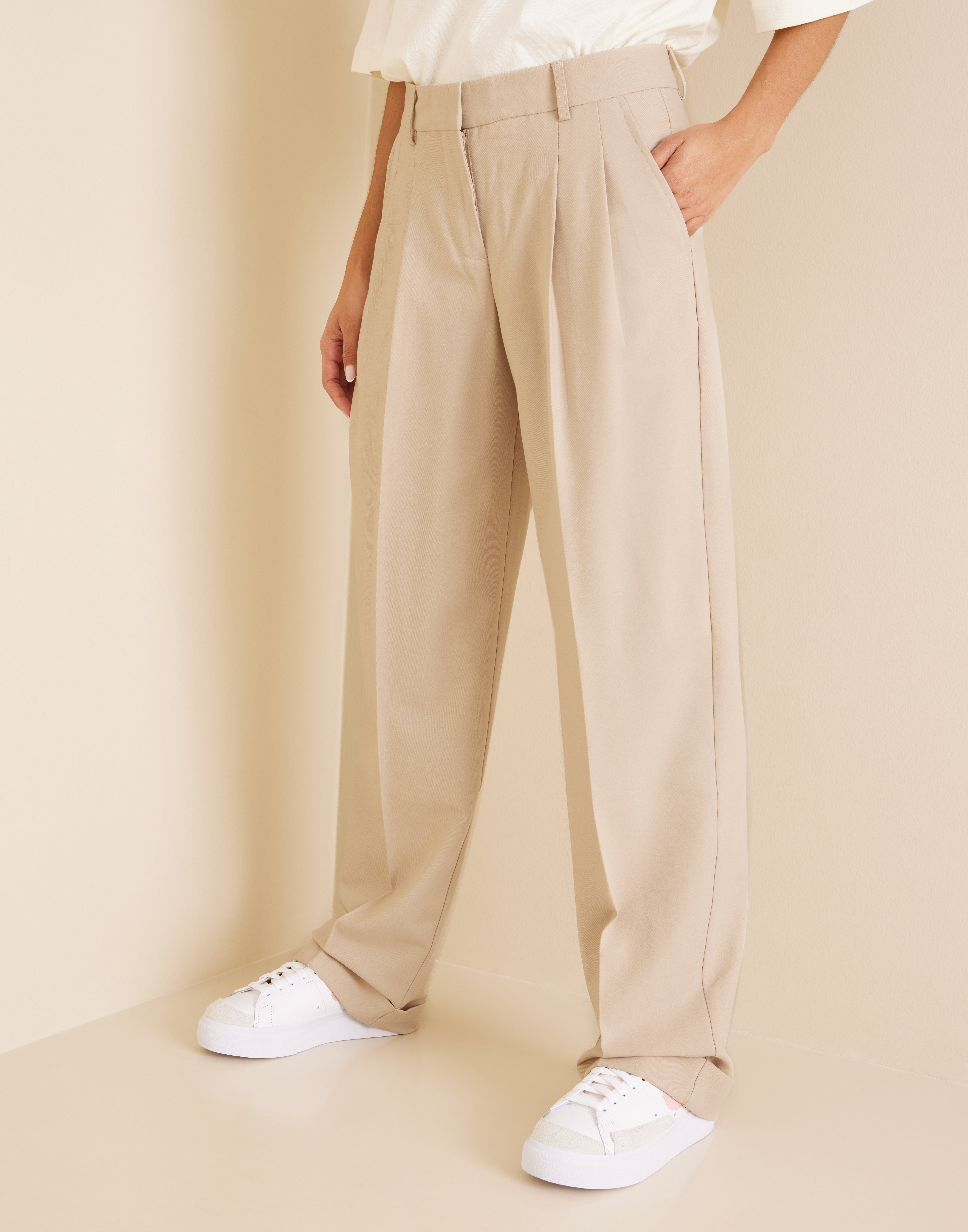 Buy JJXX JXMARY REGULAR PLEATED MW PANT NOOS - Oatmeal | Nelly.com