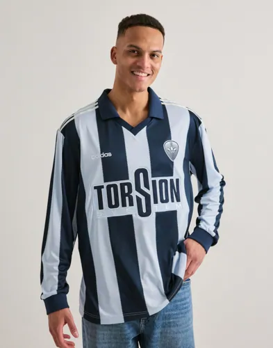 Blå jersey-sweatshirt från Adidas Originals med v-ringad krage