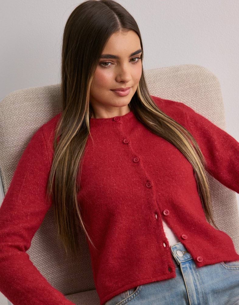 Gina Tricot - Cardigans & Koftor - Knitted Cardigan - Red - Kläder