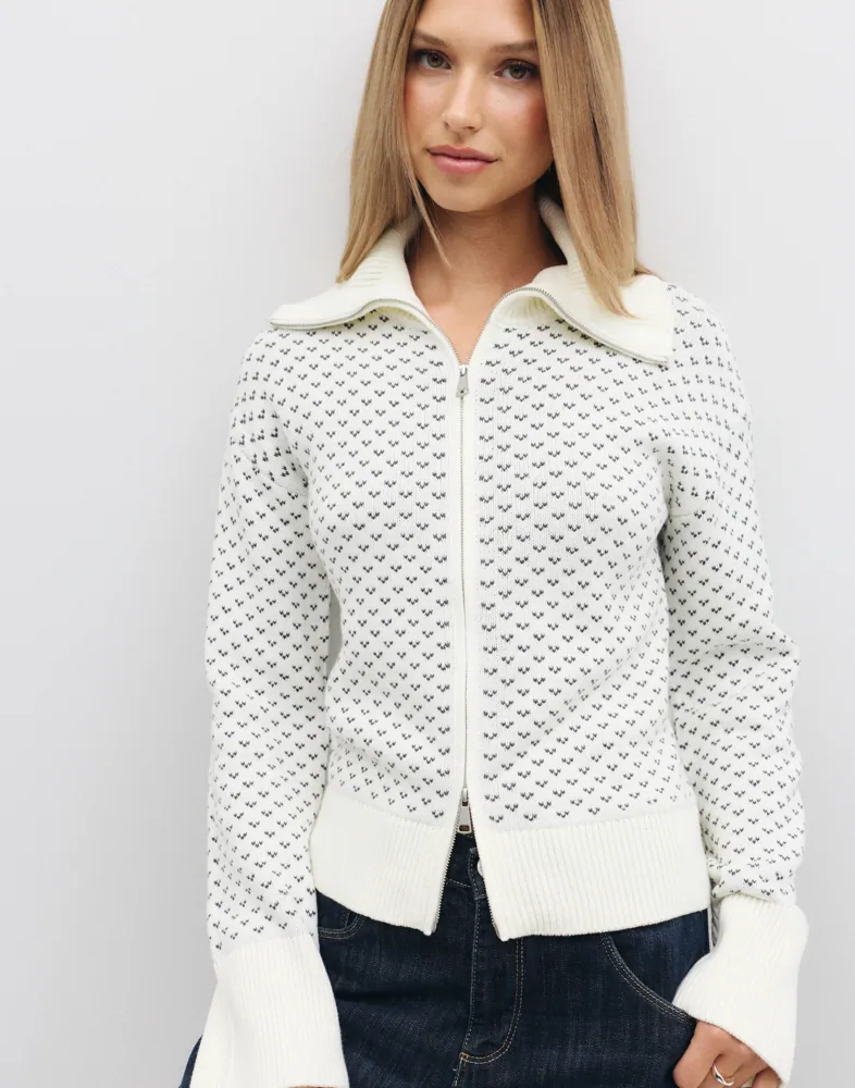 Jacquard Zip Knit Jacket