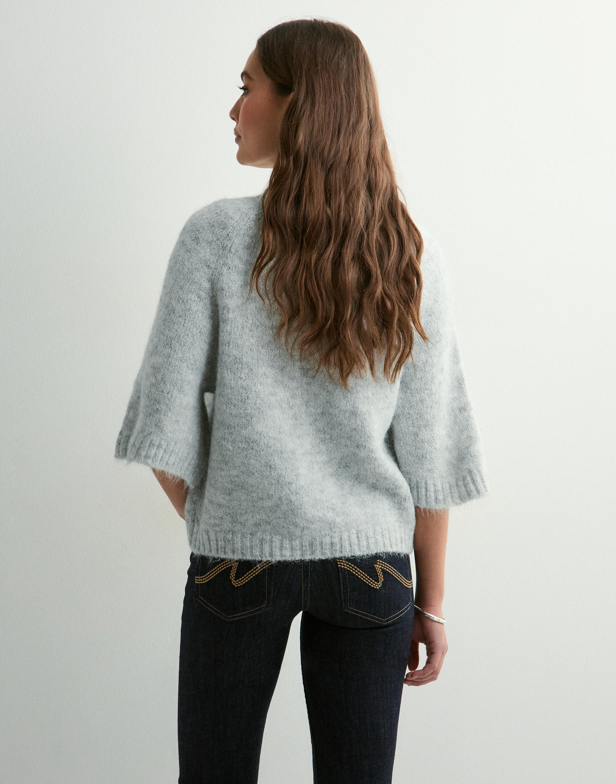 Buy Neo Noir Benuta Fluffy Knit Cardigan - Light Grey Melange