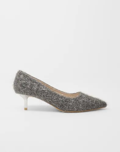 Nelly - Sølv - Fuzzy Glits Pump