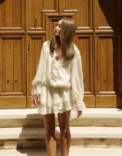 Nelly - Champagne - Volume Frill Dress
