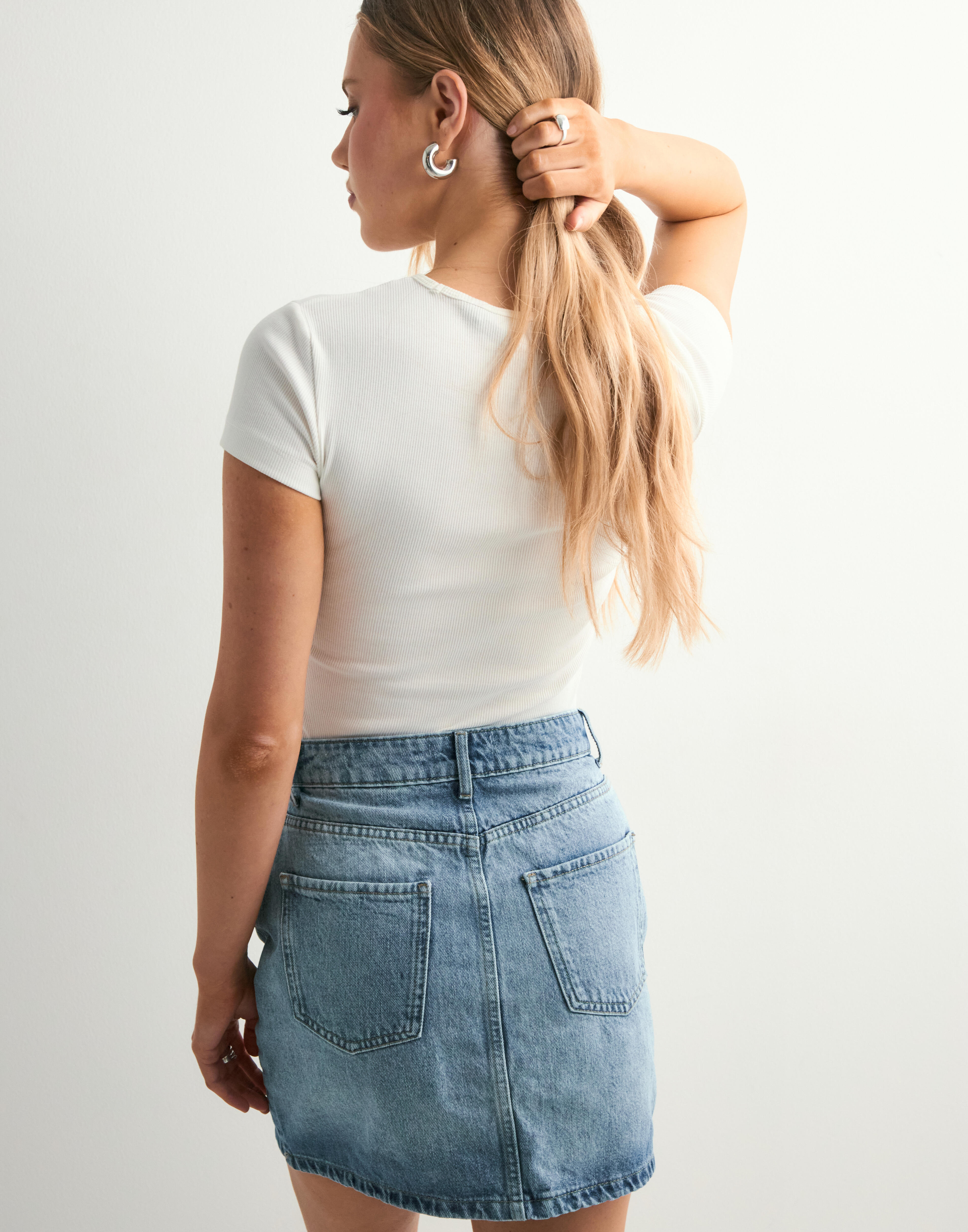 Only - Blå - Onlstella Short Skirt Dnm Azg Noos