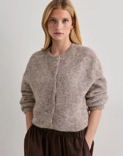 Only - Beige - Onlnordra Ls O-Neck Button Cardi Ex