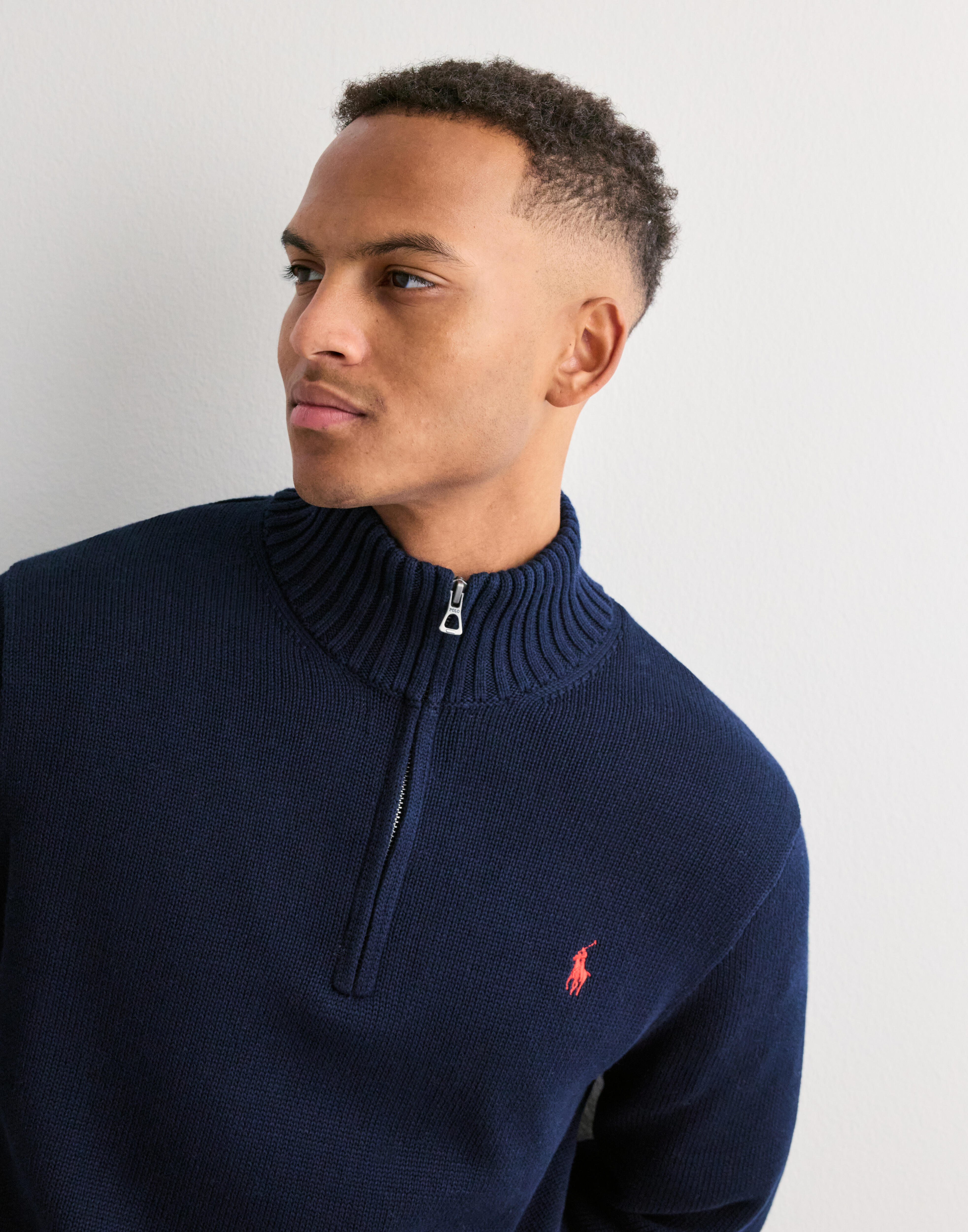Buy Polo Ralph Lauren Cotton Quarter-Zip Sweater - Navy | NLYMAN