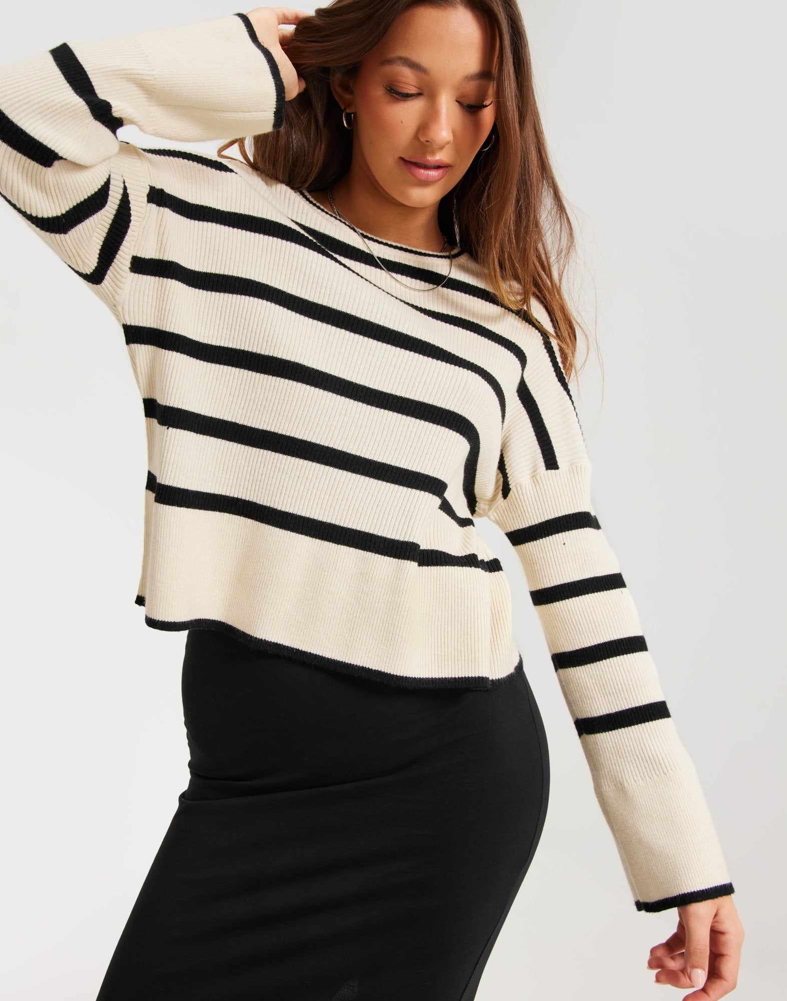 ONLIBI LS STRIPE O-NECK KNT