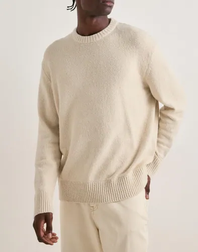 Selected Men Slmalex Ls Knit Crew Neck Noos Sweatshirts Beige