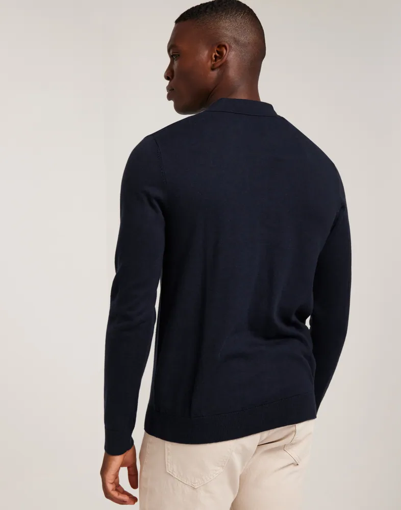 SLHBERG LS KNIT POLO NOOS