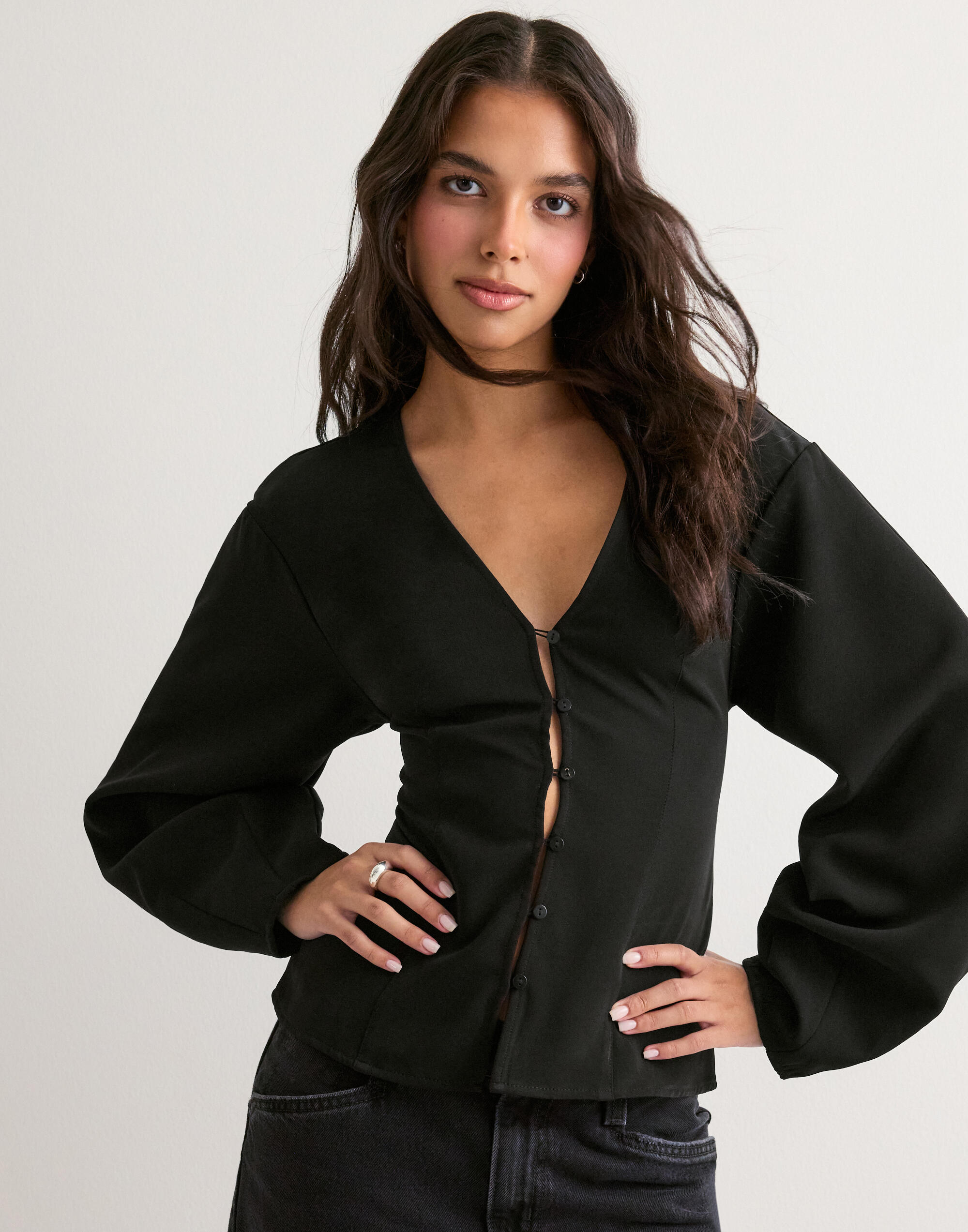 Shaped Button Blouse