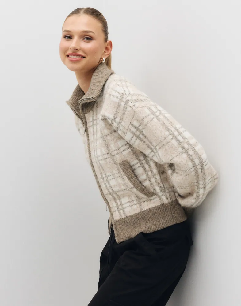 Nelly Check Knit Jacket koftor & cardigans dam – bild 3