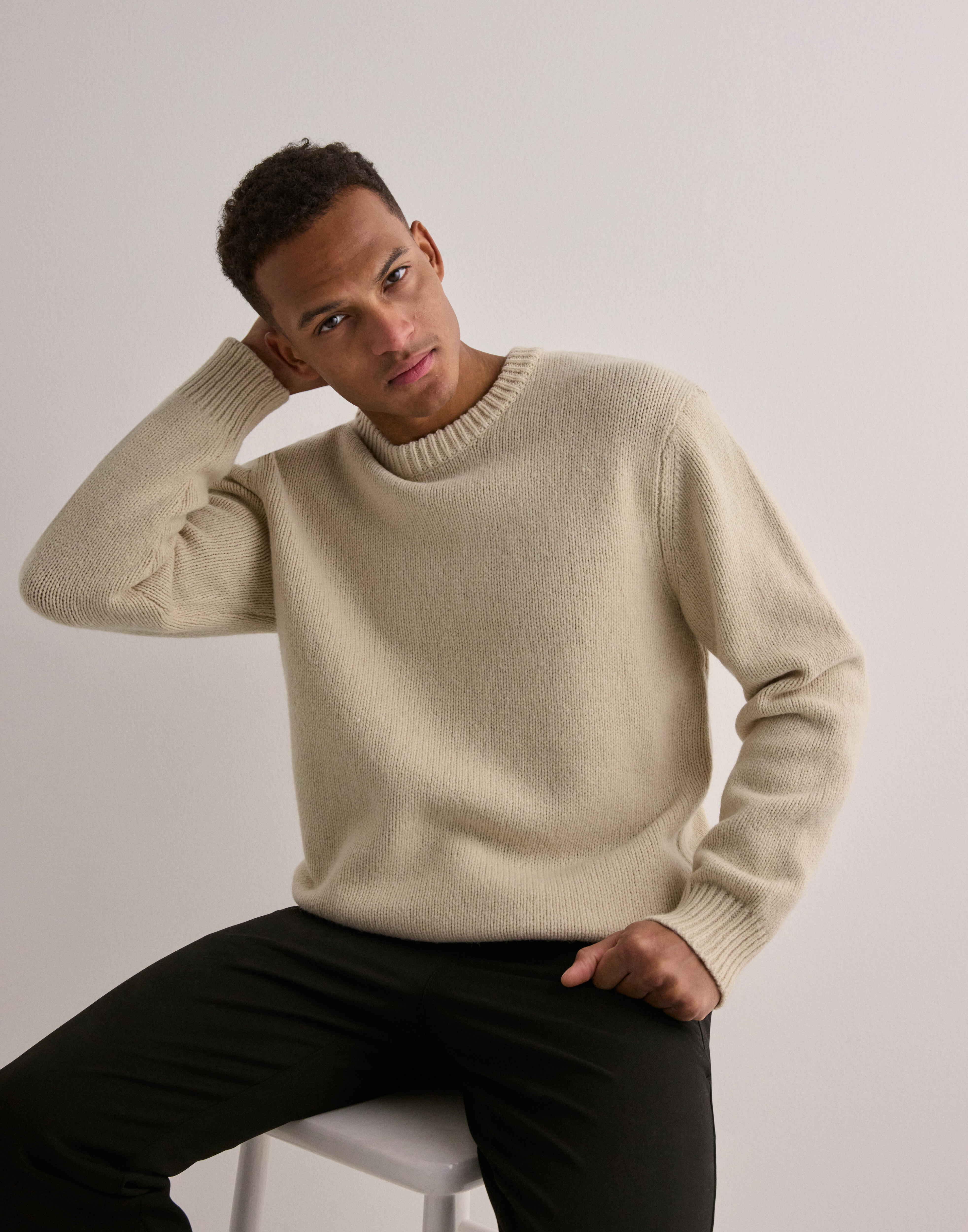 Buy Selected Men SLHCODY LS KNIT RELAXED CREW NECK N - Oatmeal