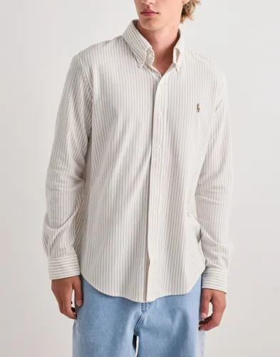 Polo Ralph Lauren beige trikåskjorta med button down-krage