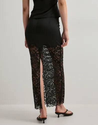 Nelly Satin Lace Skirt jeanskjolar dam – bild 3