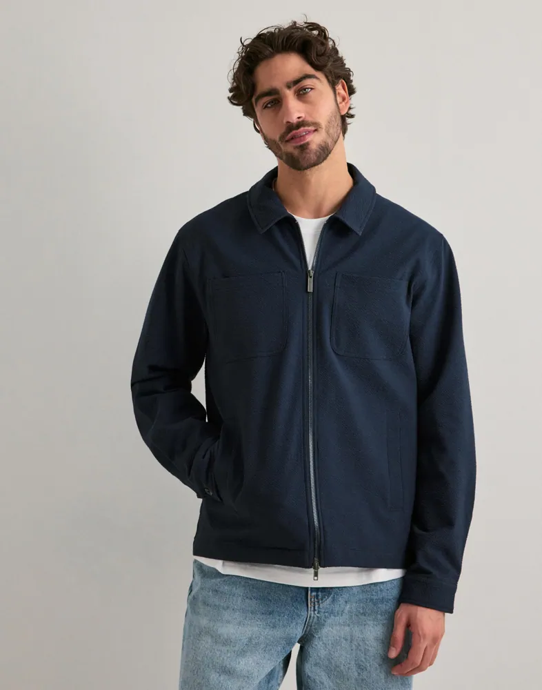 LES DEUX Marseille Seersucker Zipper Ja Overshirts jackor herr – bild 3