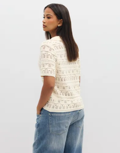 NEO NOIR Marisini Stitch Polo Knit Top polotröjor dam – bild 3