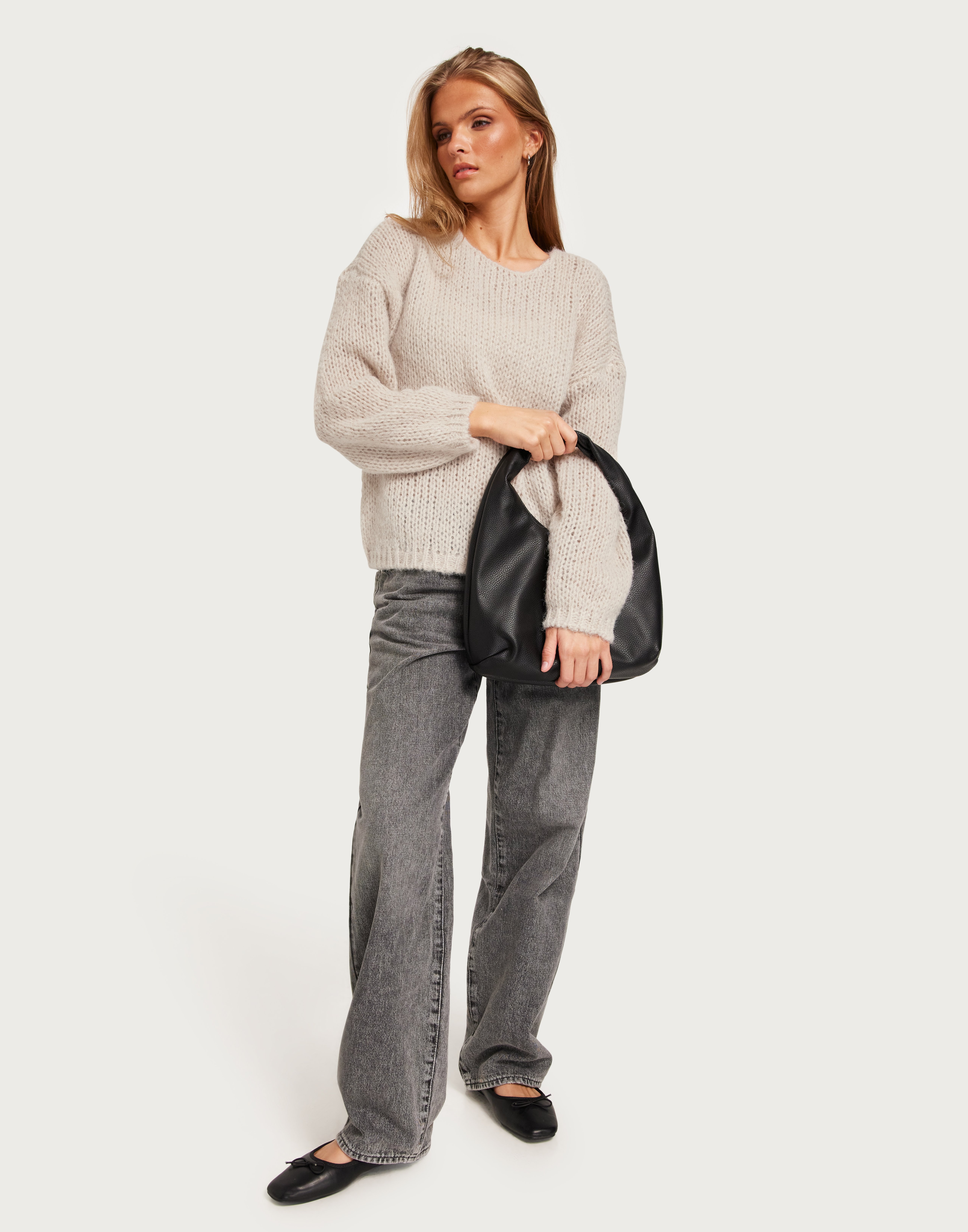ONLY Onlsaga Life LS O-Neck CC Knt - Maglione Donna A Girocollo, Maniche Lunghe, Maglia Fine, Colore Nero, Taglie Regolari