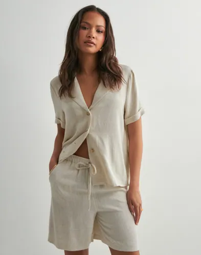 Only - Beige - Onlsiesta Mw Pull-Up Lin Bl Shorts
