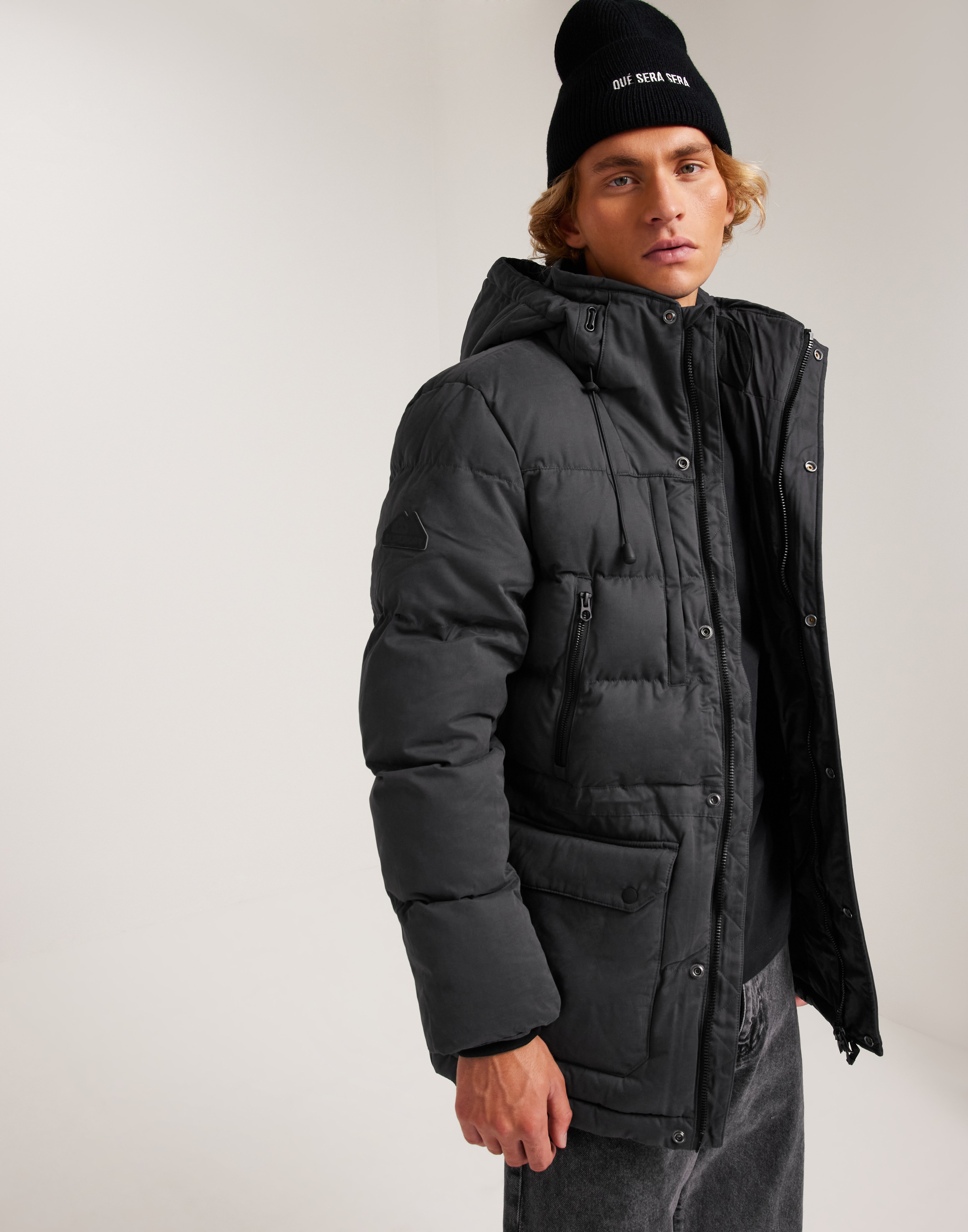 Superdry Mf Hooded Parka Vinterjakker Sort