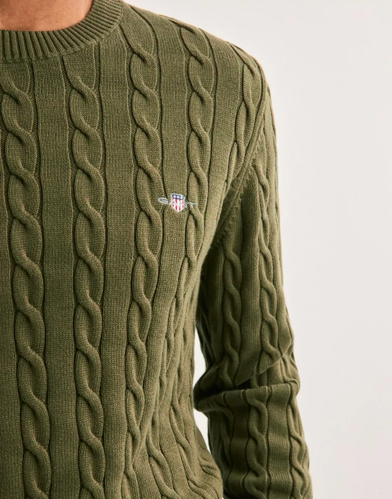 Gant Cotton Cable C-Neck Stickade tröjor herr – bild 3