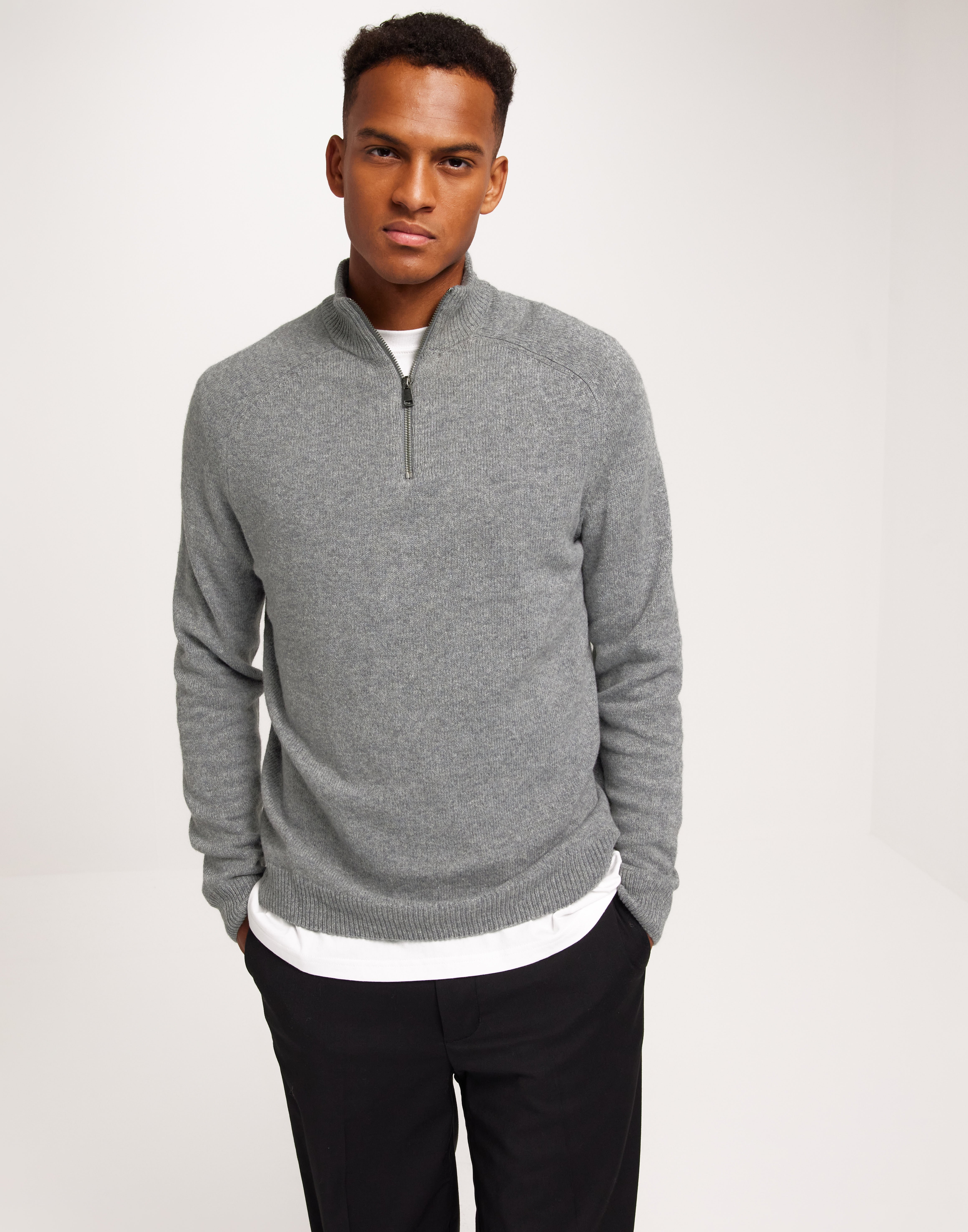 Buy Only & Sons ONSEDWARD REG 7 WOOL HALF ZIP KNIT - Dark