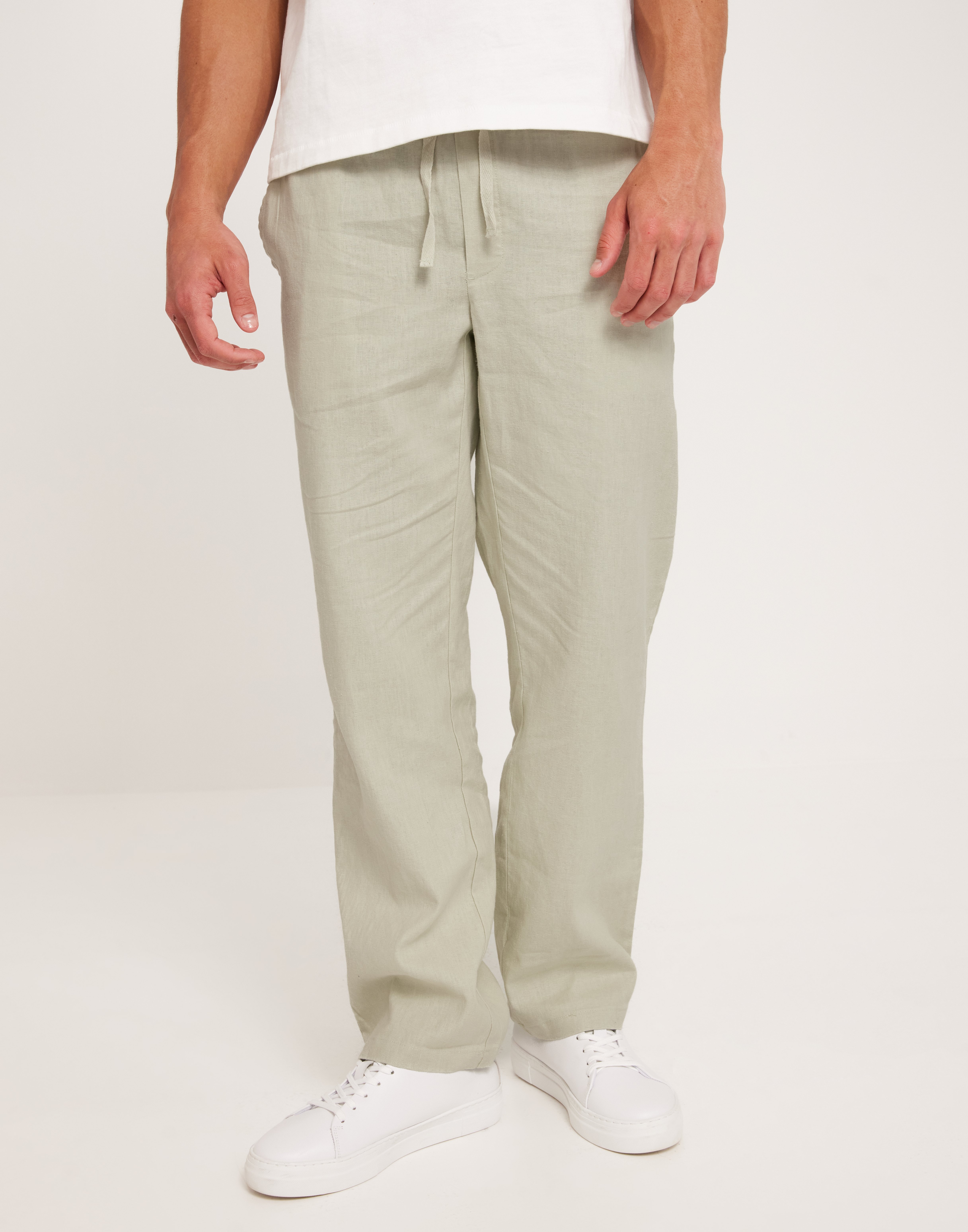 Woodbird WBEik Linen Pant Hørbukser Grøn