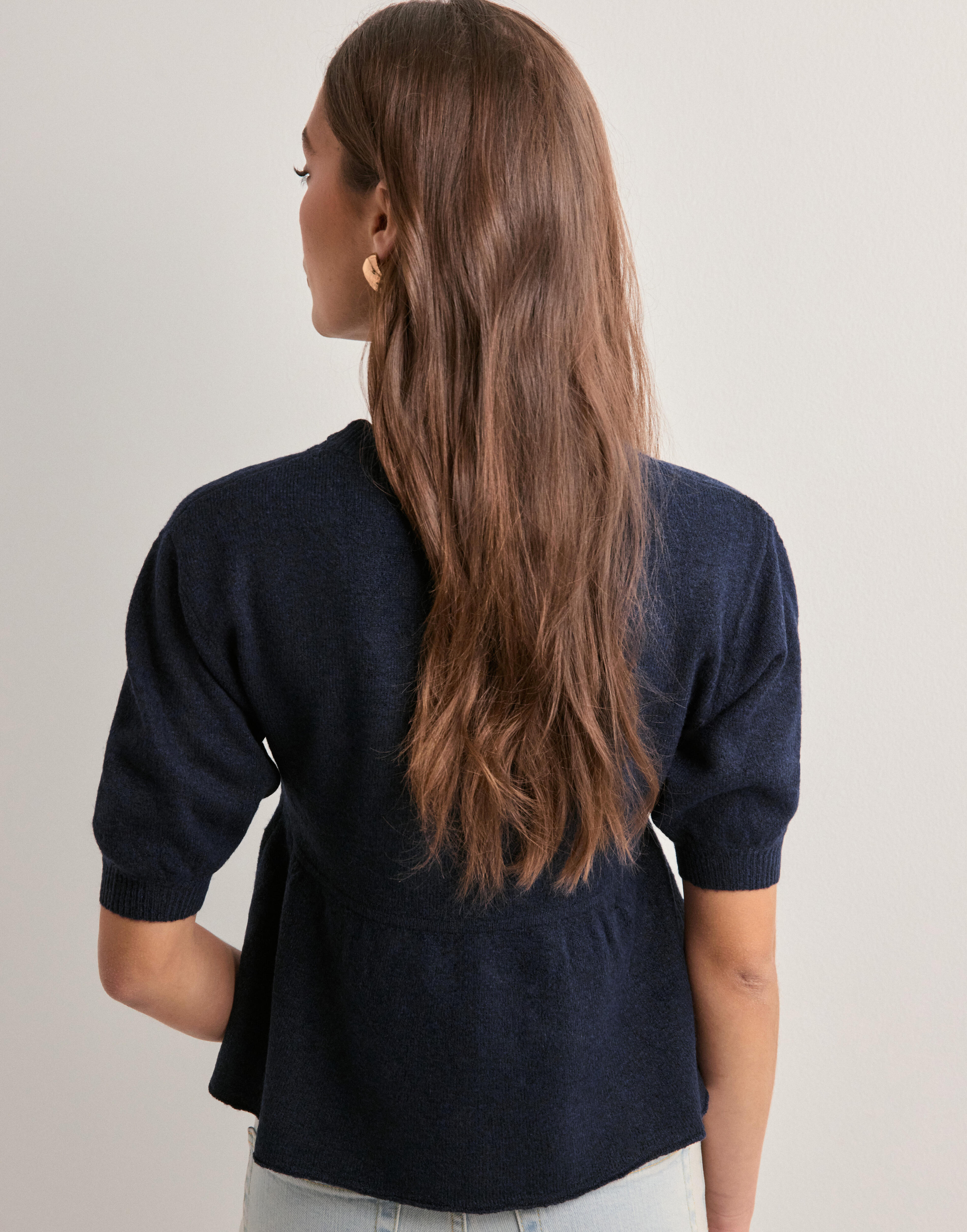 Buy Nelly Peplum Knit Top - Dark Blue | Nelly.com
