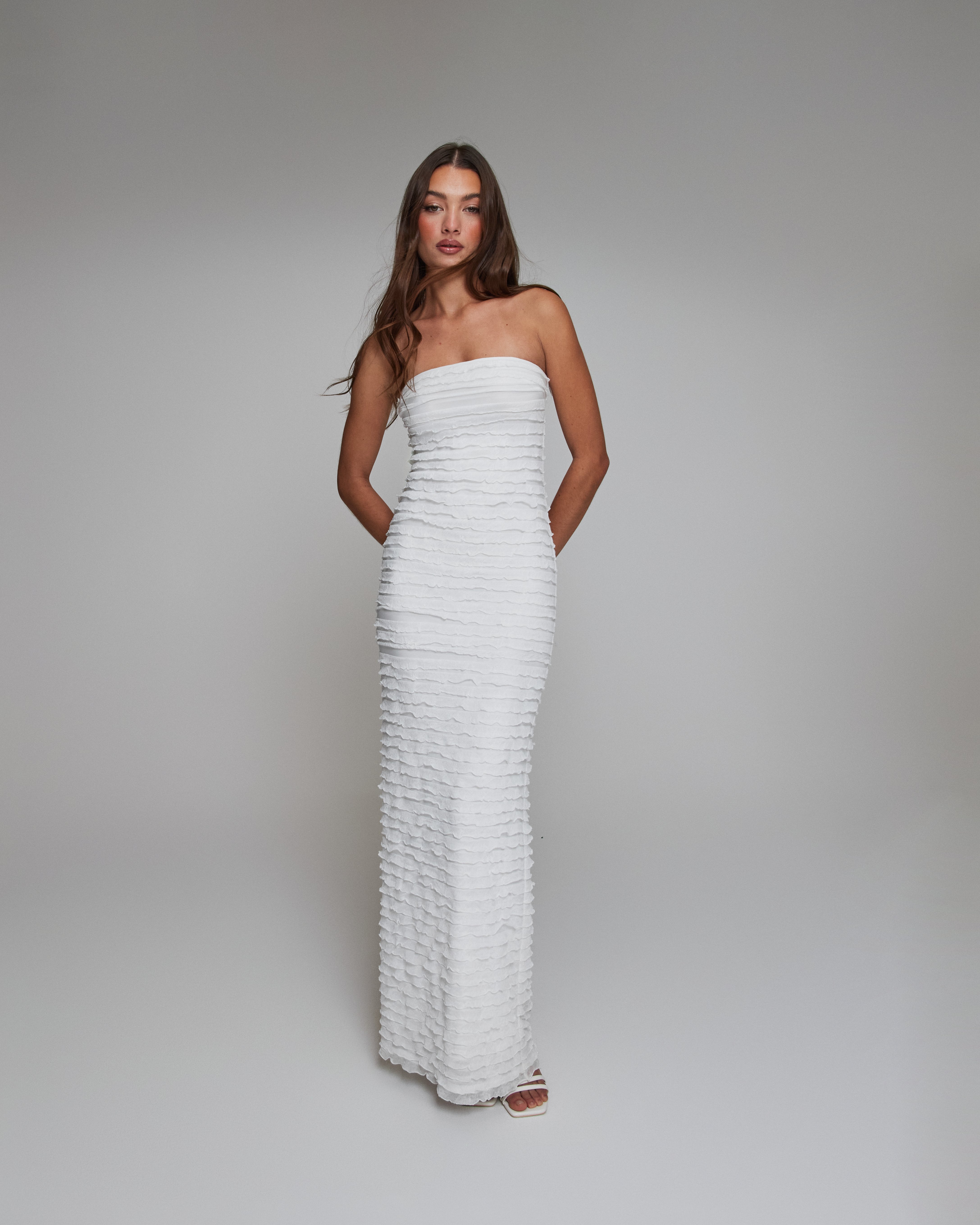 Buy Nelly Frill Bustier Dress - White | Nelly.com