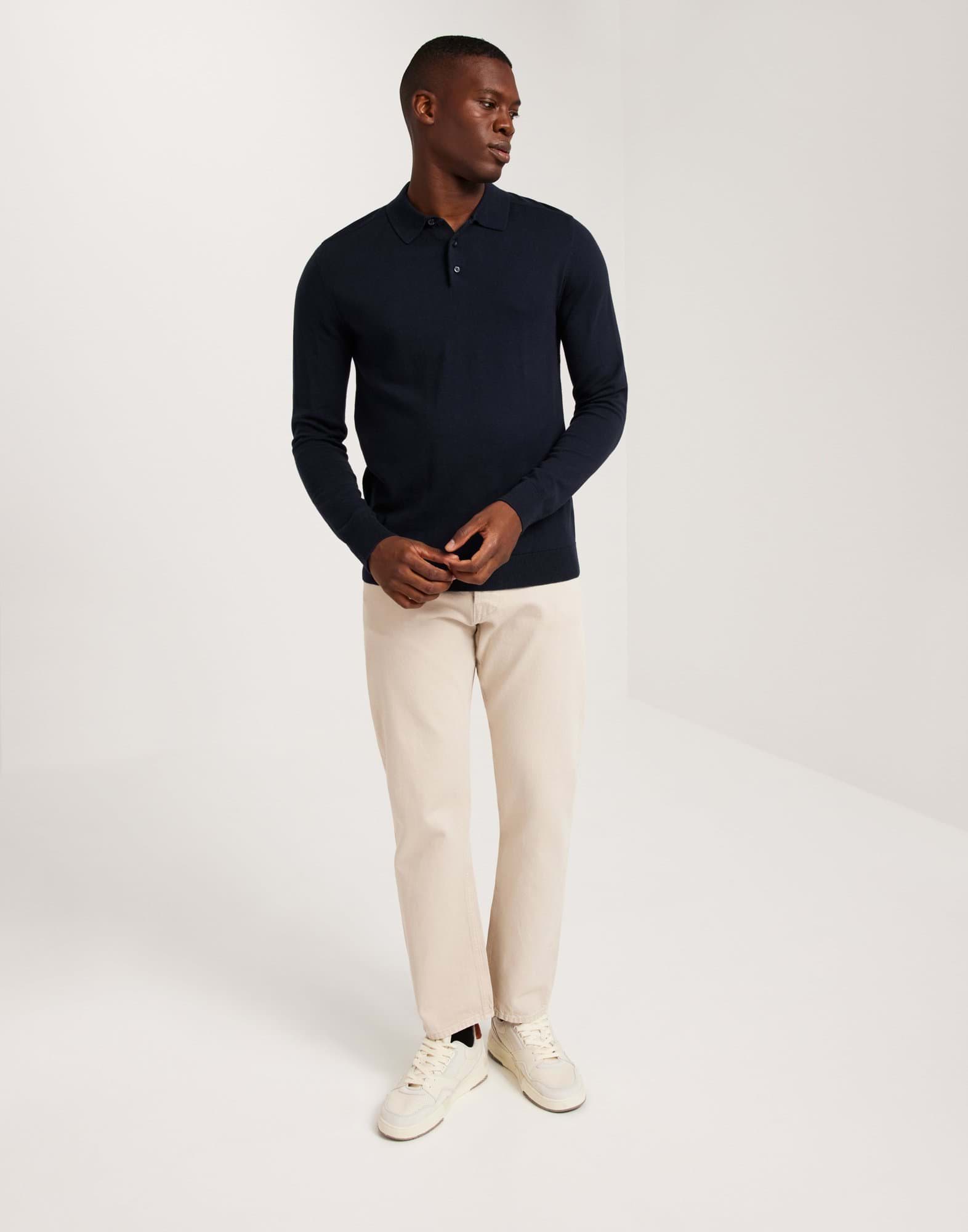 SLHBERG LS KNIT POLO NOOS