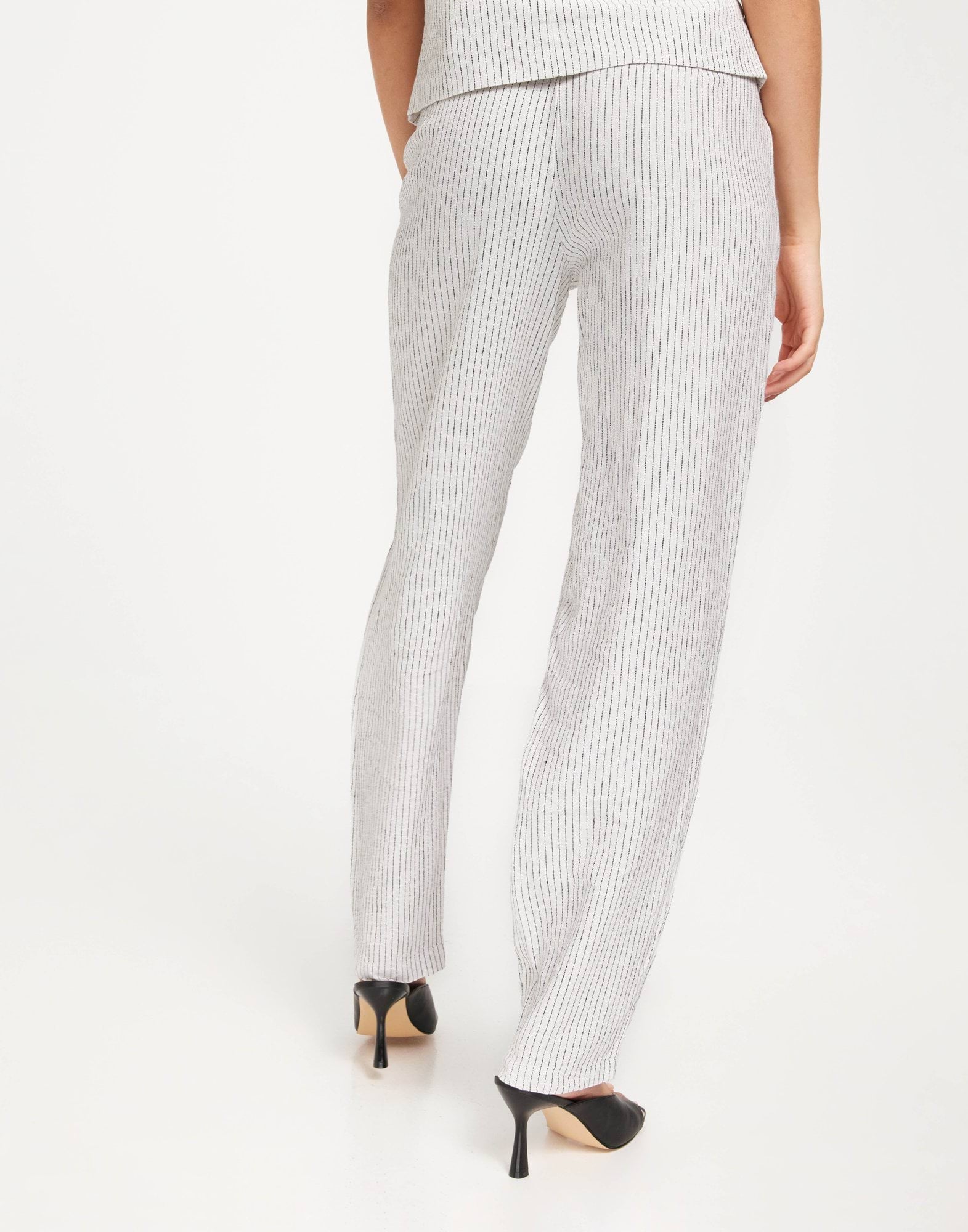 ONLOLGA MW LINEN BL PINSTRIPE PANT