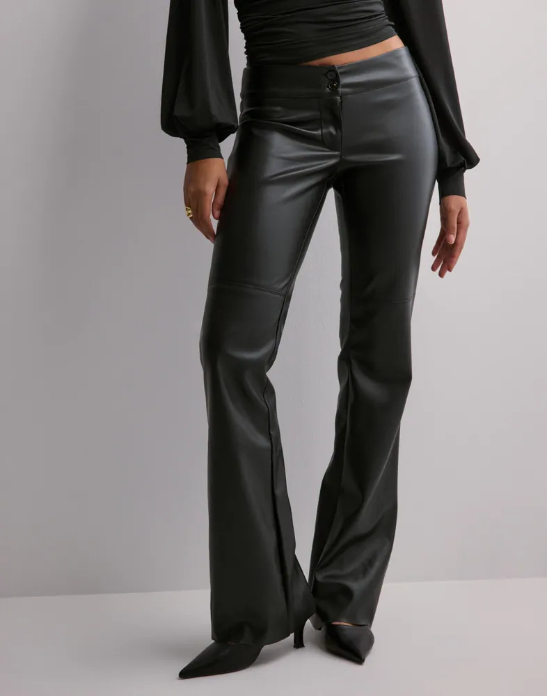 Low Rise Leather Pants Buy Nelly Low Waist Flare PU Pants Black