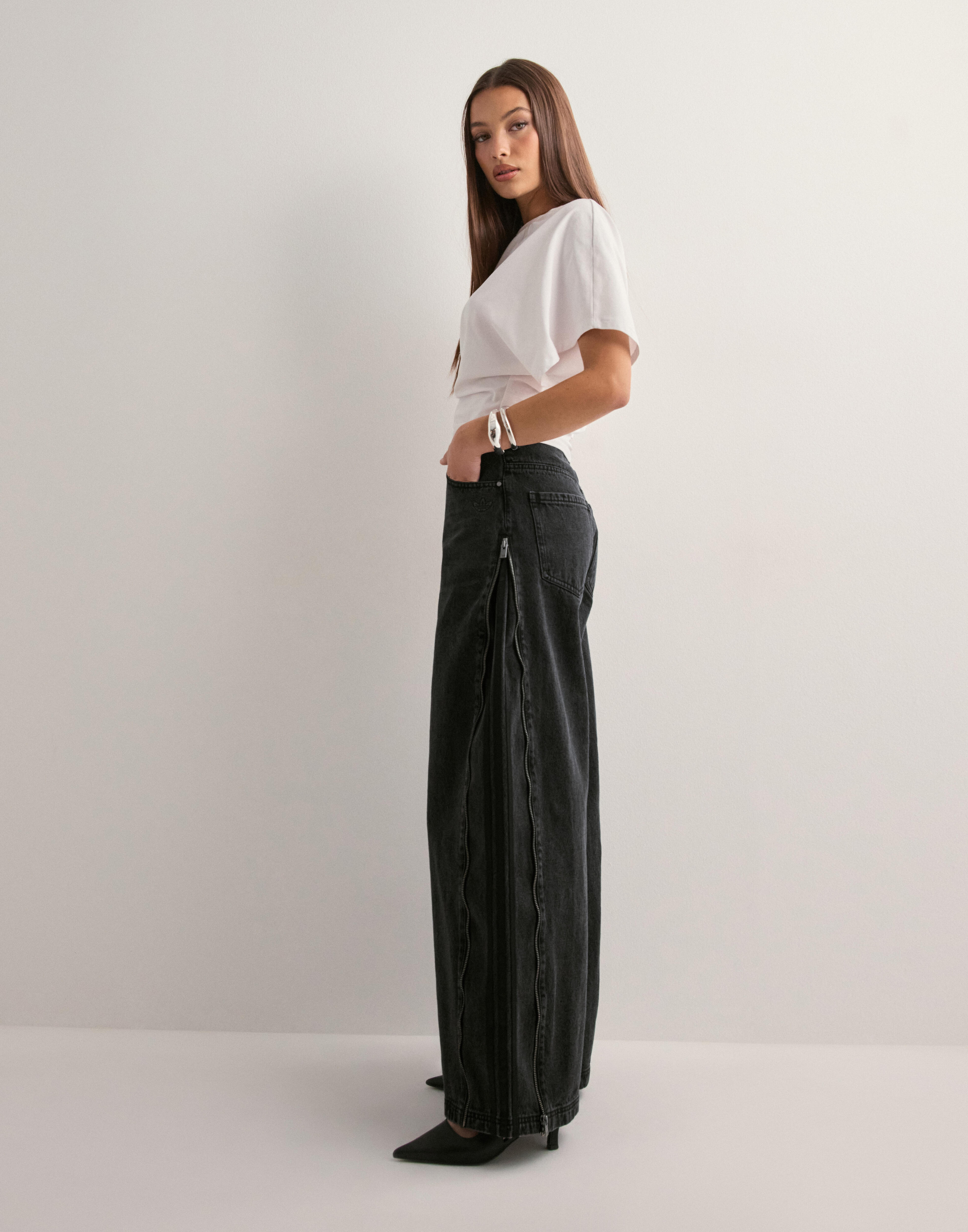 Buy Adidas Originals DENIM ZIP PANT - Black | Nelly.com