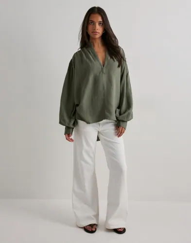 One Teaspoon Linen Lace Up Shirt blusar dam – bild 3