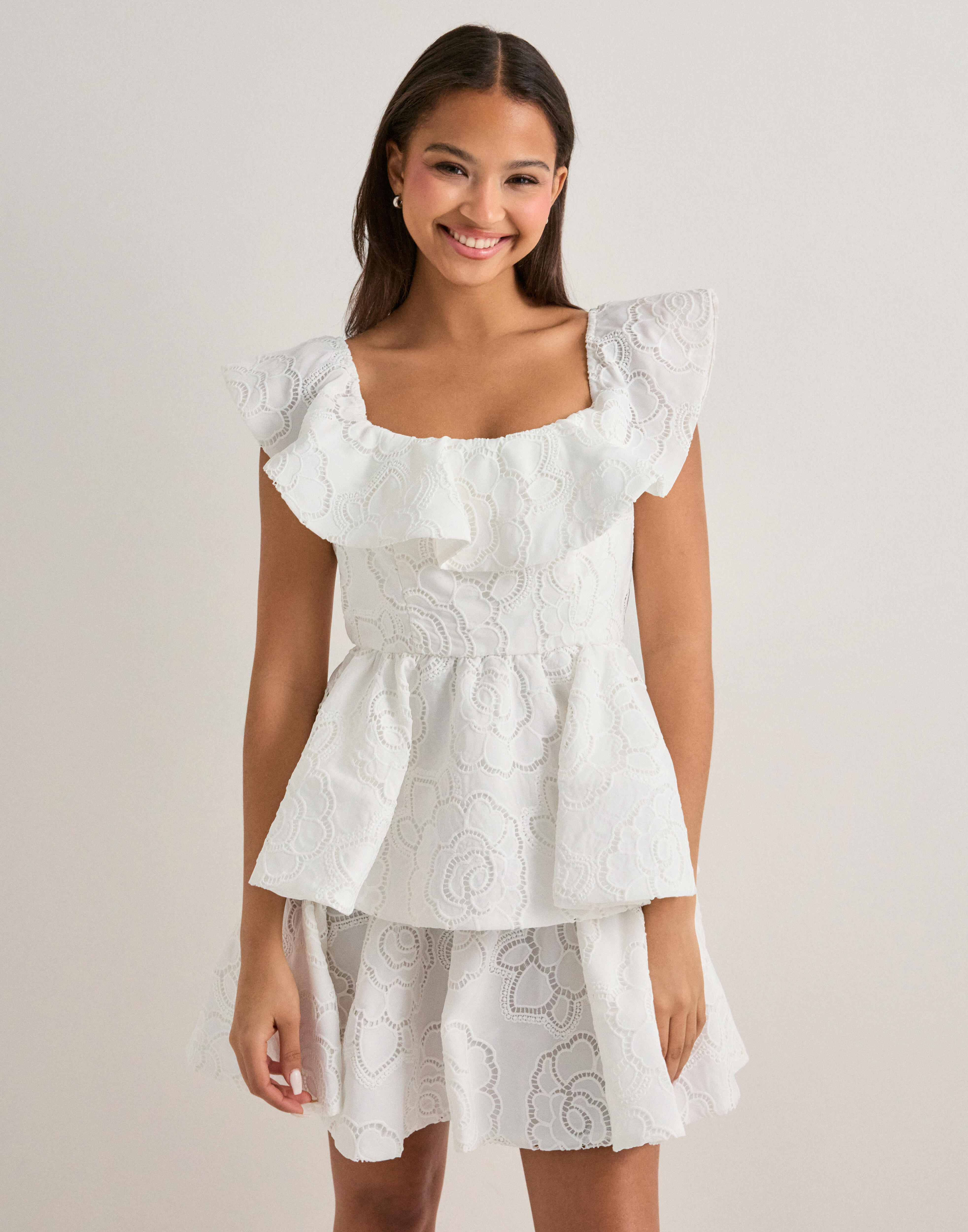 Buy Malina Tracy Off Shoulder Lace Mini Dress - White | Nelly.com