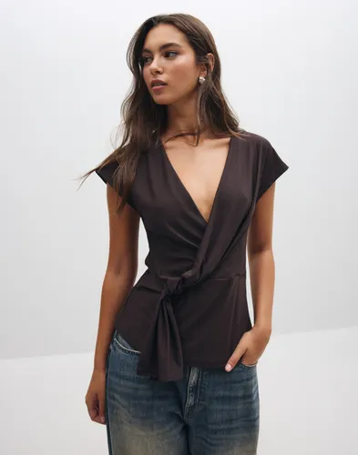 Only - Brun - Onlsilja S/L Twist Top Jrs