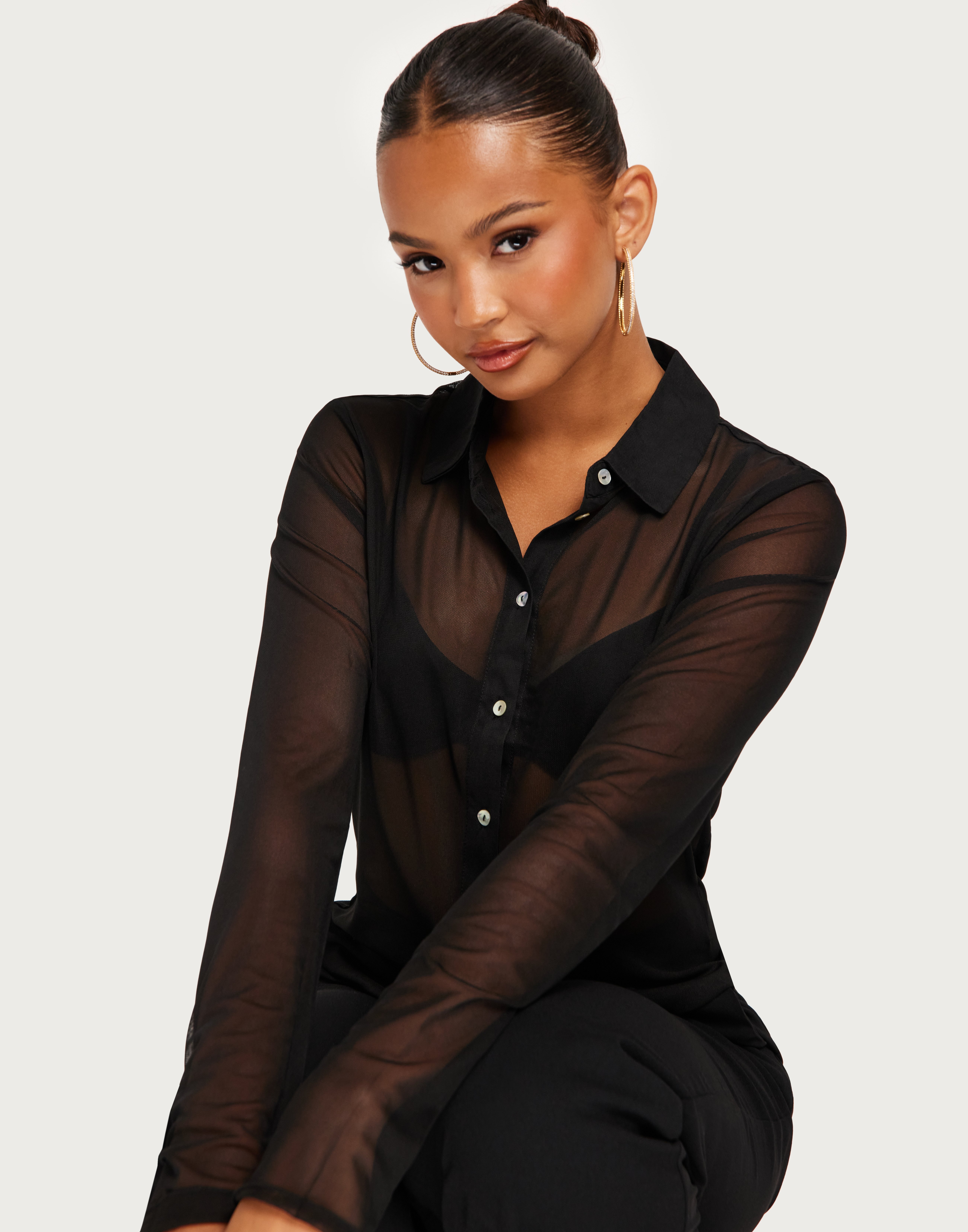 Buy JJXX JXCATRIN MESH SHIRT WVN - Black | Nelly.com