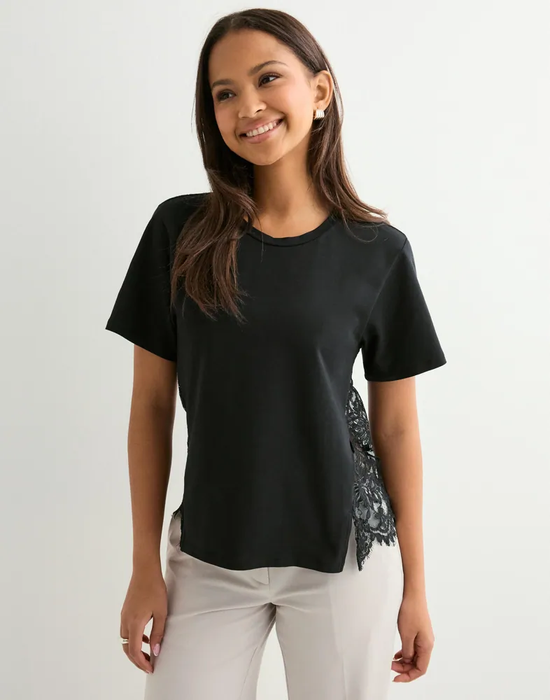 Buy Nelly Lace Back Tee - Black | Nelly.com Lace Simple T-shirts(Black). neith.